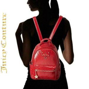 Juicy Couture Signature Ever After Backpack Bag Red Cherry Faux Patent Leather